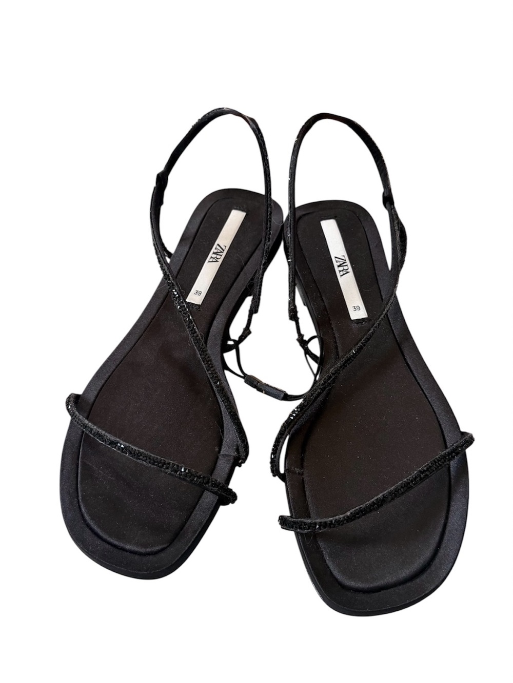 Zara Black Minimal Strappy Slingback Sandals